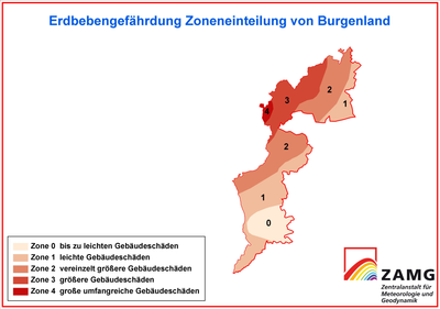 Zonen der Erdbebengefahr im Burgenland