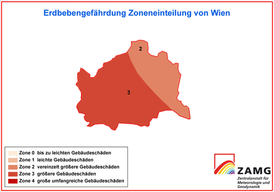 Karte der Erdbebengefährdung in Wien
